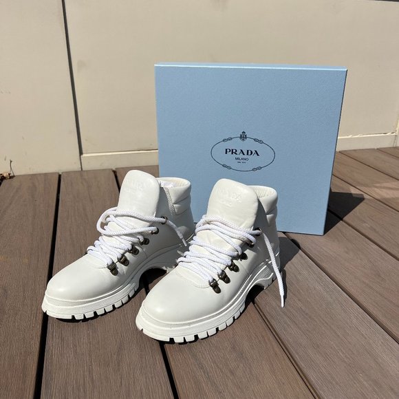 Prada Cream Combat Boots - Picture 1 of 5